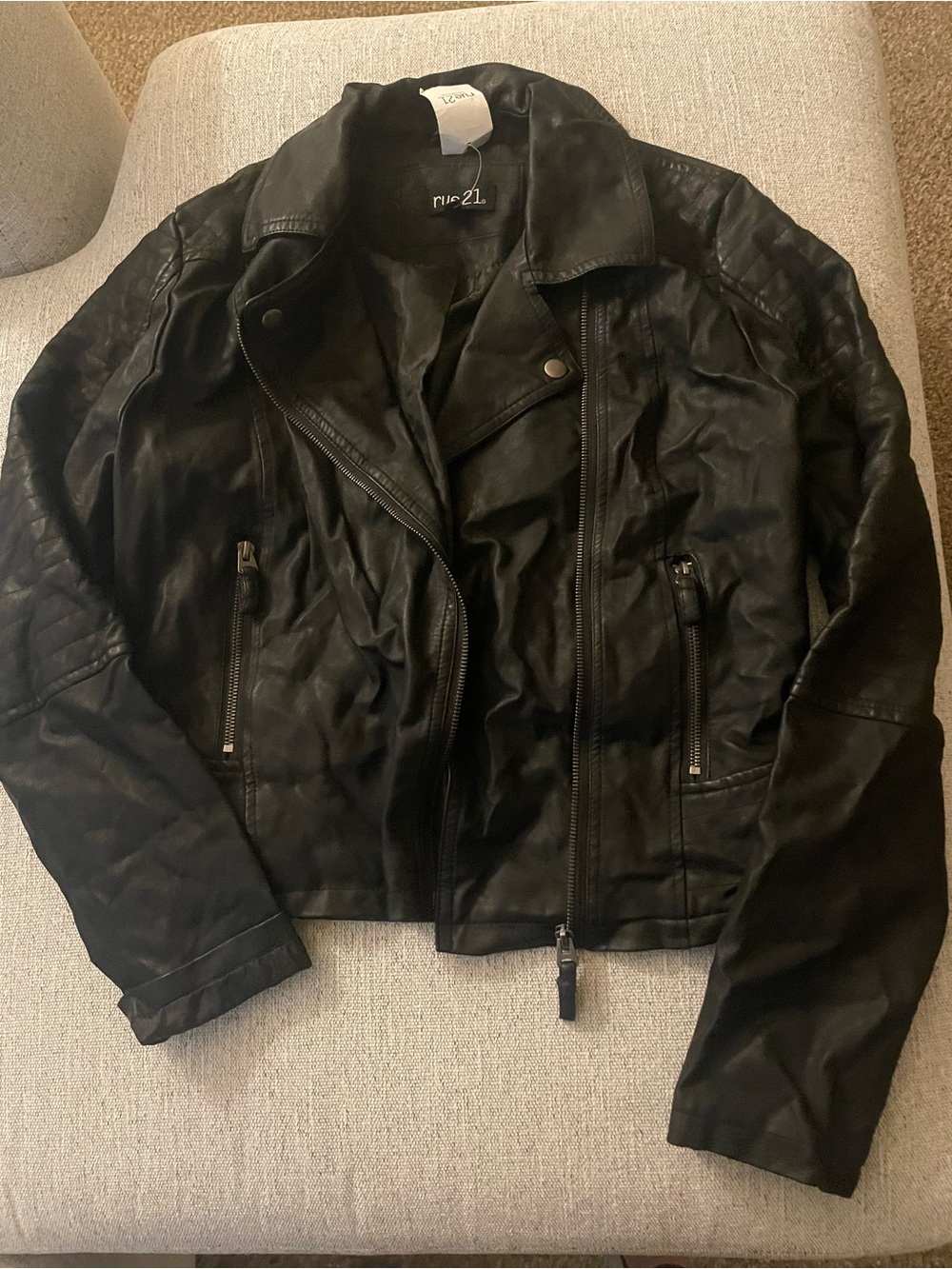 Rue21 black faux leather moto jacket